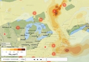 The wildfire smoke map at 10 a.m. Saturday shows the smoke leaving the Cleveland area, according to the Canadian website firesmoke.ca. The numbers on the map represent the number of wildfires in each area.firesmoke.ca